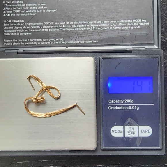 14 k Vintage Woven Braided Herringbone Drop Chain Earrings - Picture 4 of 5